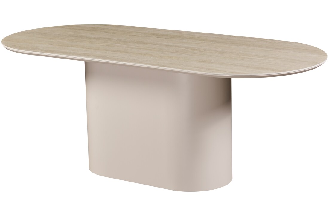 Eettafel Como -  Mat Beige - Keramiek (travertin look) - ovaal