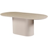Eettafel Como -  Mat Beige - Keramiek (travertin look) - ovaal