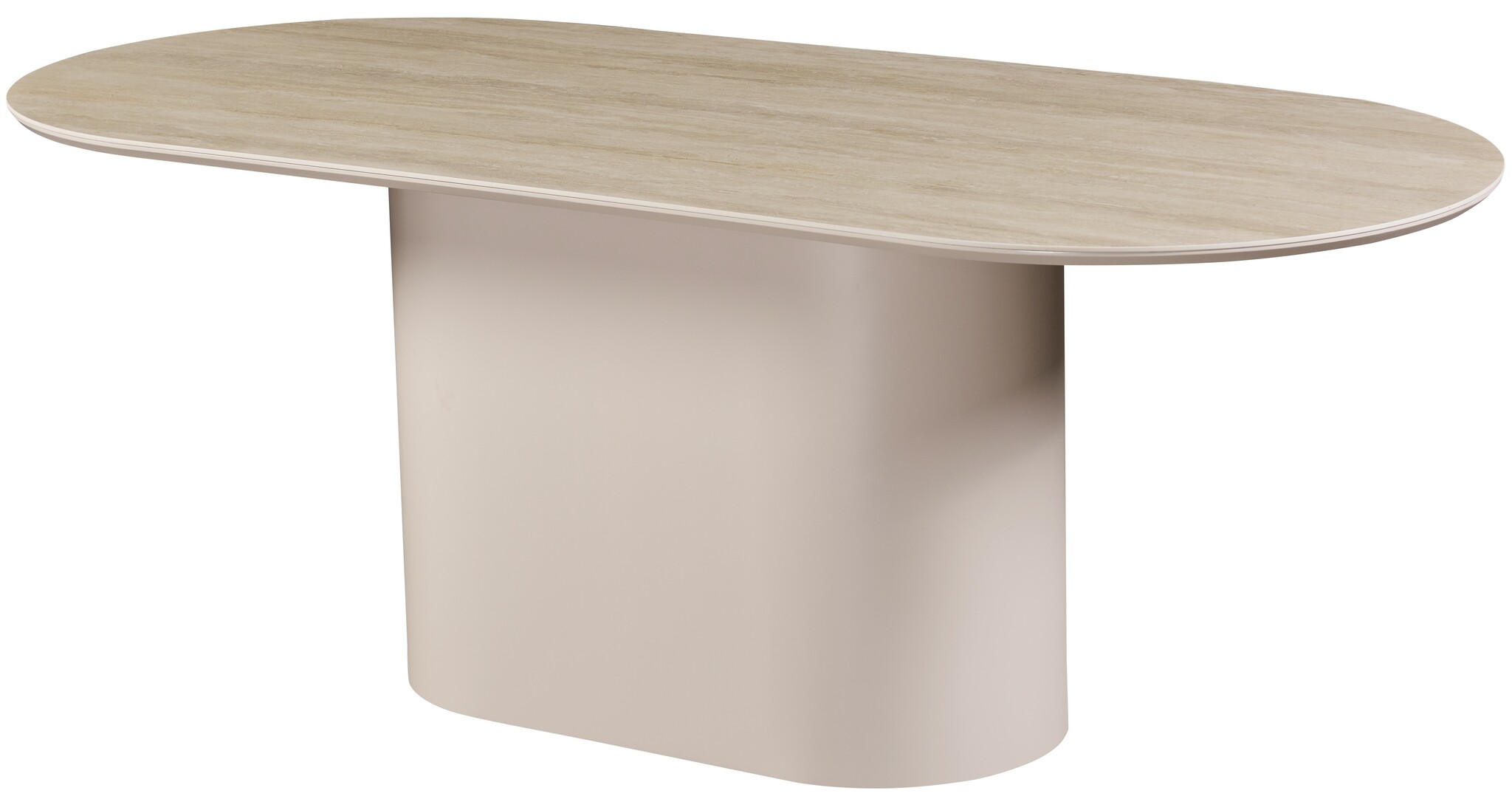 Eettafel Como -  Mat Beige - Keramiek (travertin look) - ovaal