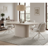 Eettafel Como -  Mat Beige - Keramiek (travertin look) - ovaal