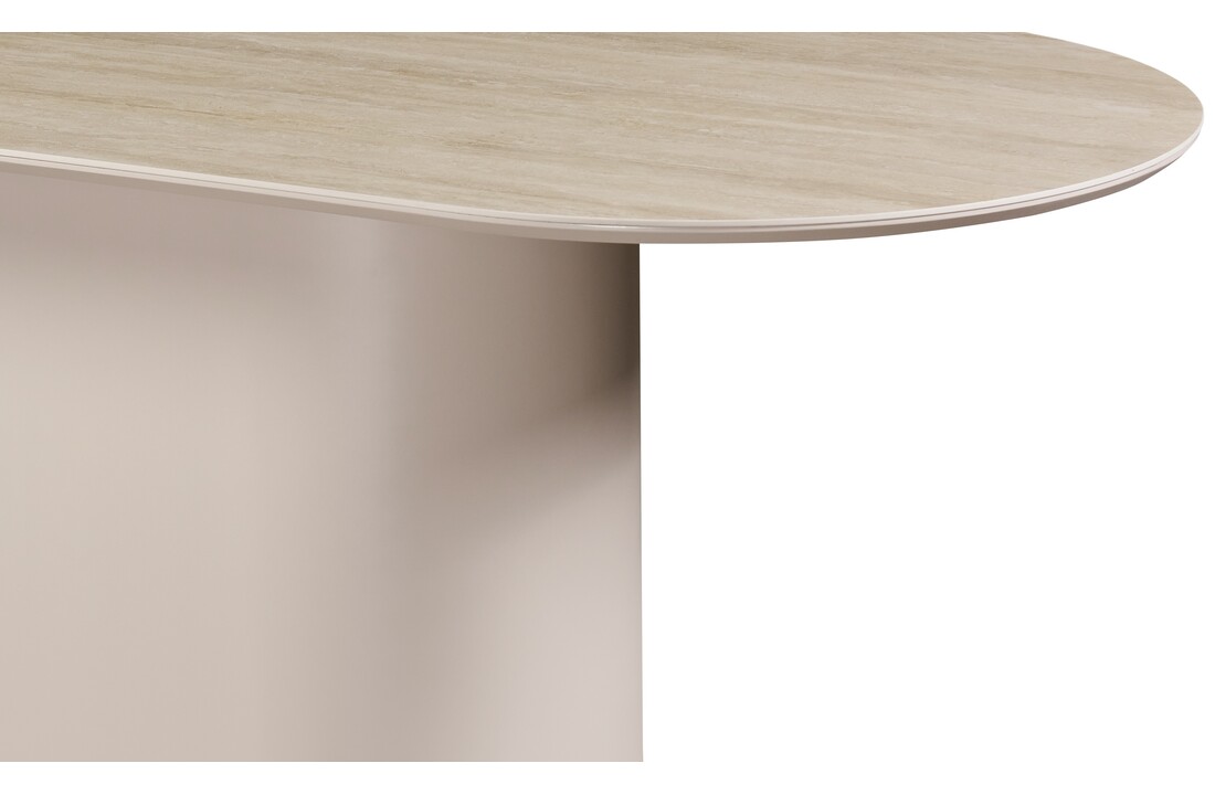 Eettafel Como -  Mat Beige - Keramiek (travertin look) - ovaal