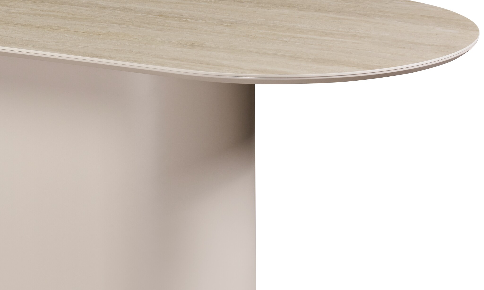 Eettafel Como -  Mat Beige - Keramiek (travertin look) - ovaal