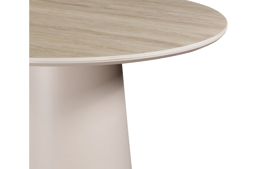 Eettafel Como -  Mat Beige - Keramiek (travertin look) - rond - Ø120x76 cm