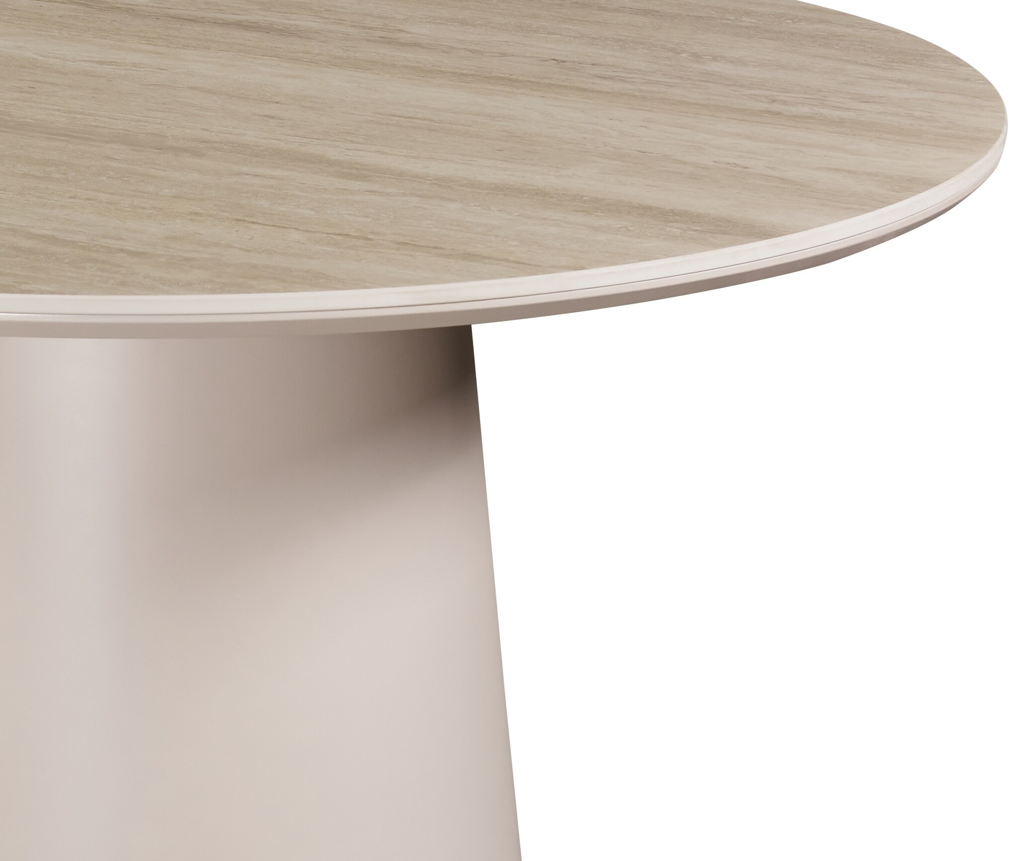 Eettafel Como -  Mat Beige - Keramiek (travertin look) - rond - Ø120x76 cm