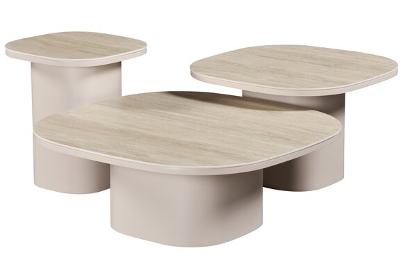 Salontafel Como - Mat Beige - Keramiek - Set van 3