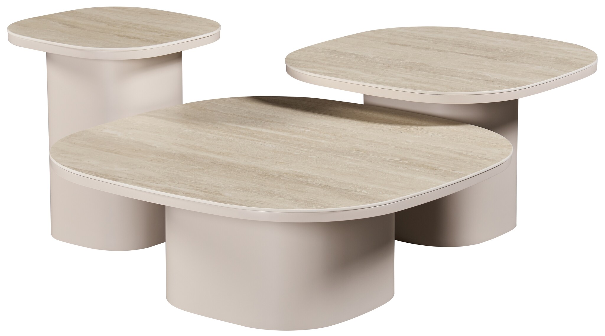Salontafel Como -  Mat Beige - Keramiek (travertin look) - Set van 3