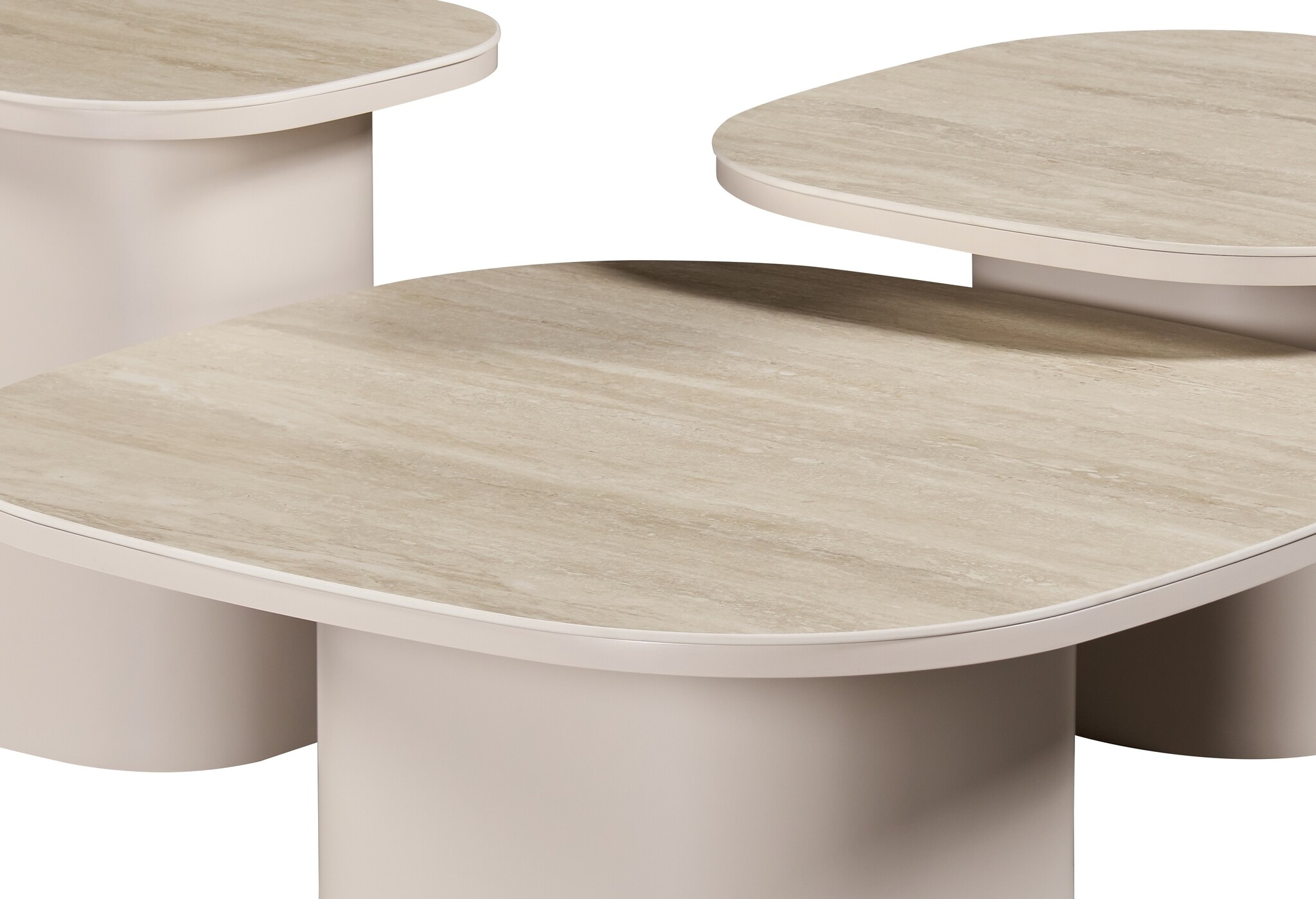 Salontafel Como -  Mat Beige - Keramiek (travertin look) - Set van 3