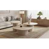 Eettafel Como -  Mat Beige - Keramiek (travertin look) - Set van 3