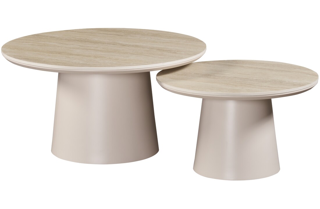 Eettafel Como -  Mat Beige - Keramiek (travertin look) - Set van 2