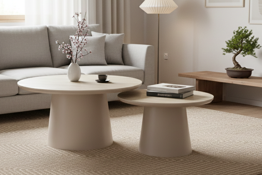 Eettafel Como -  Mat Beige - Keramiek (travertin look) - Set van 2