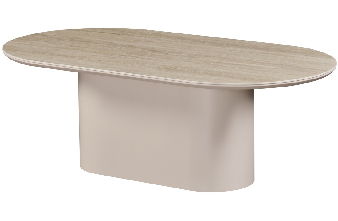 Salontafel Como -  Mat Beige - Keramiek (travertin look) - Ovaal