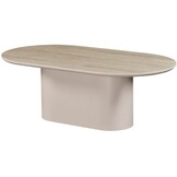 Salontafel Como -  Mat Beige - Keramiek (travertin look) - Ovaal