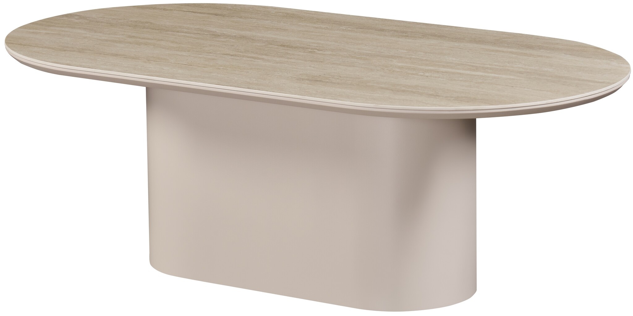 Salontafel Como -  Mat Beige - Keramiek (travertin look) - Ovaal