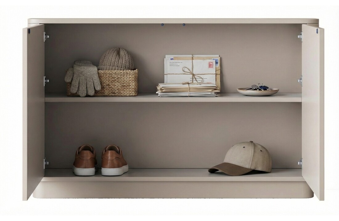 Gangkast - Beige - Curved - L130 x B25 x H80 cm