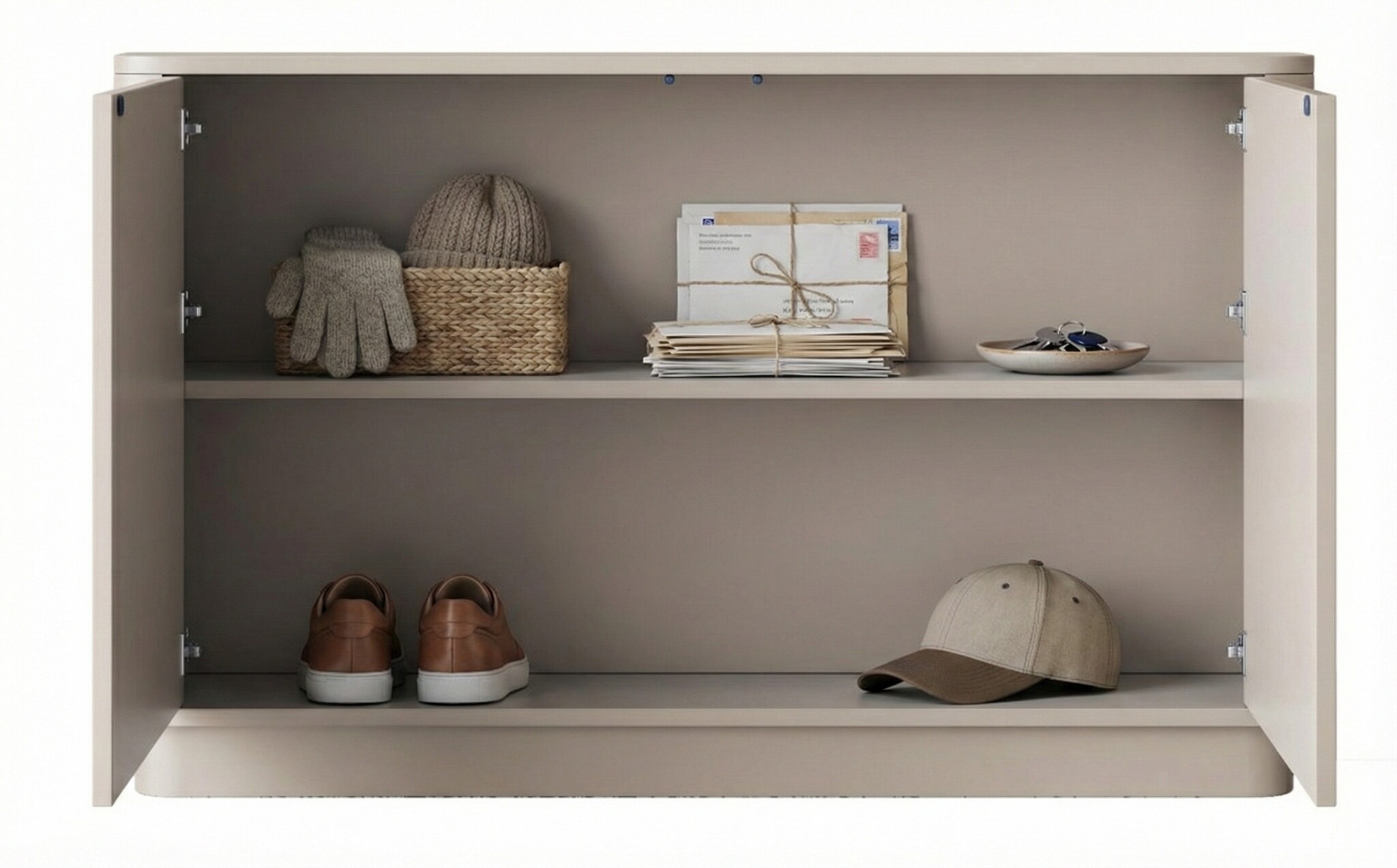 Gangkast - Beige - Curved - L130 x B25 x H80 cm