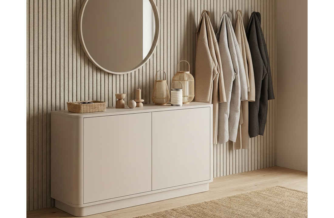 Gangkast - Beige - Curved - L130 x B25 x H80 cm