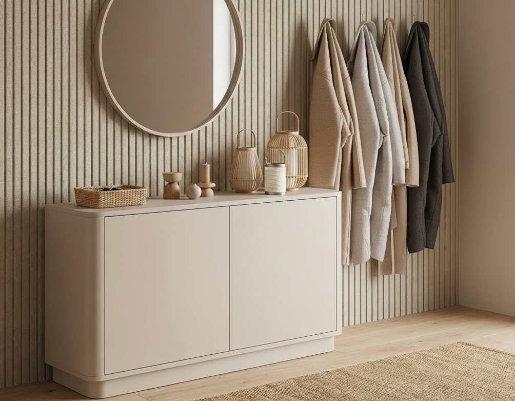 Gangkast - Beige - Curved - L130 x B25 x H80 cm