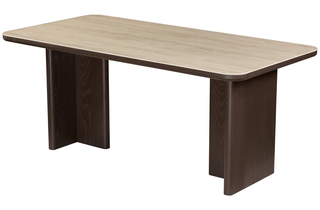 Eettafel Vento - Bruin Eiken - Keramiek (travertin look) - Rechthoekig