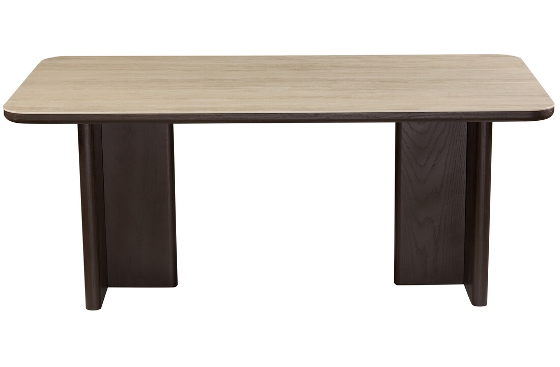 Eettafel Vento - Bruin Eiken - Keramiek (travertin look) - Rechthoekig