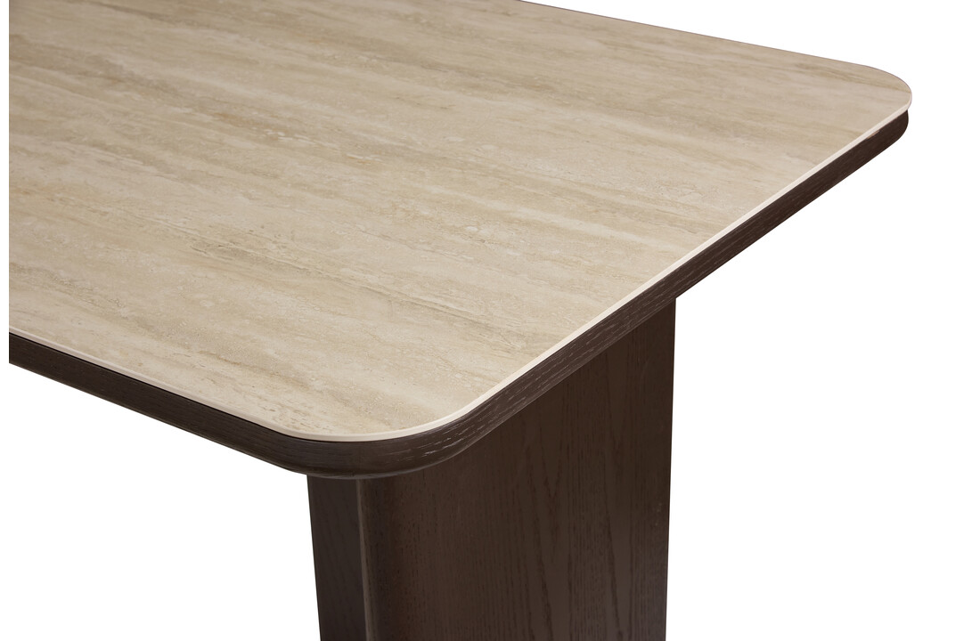 Eettafel Vento - Bruin Eiken - Keramiek (travertin look) - Rechthoekig