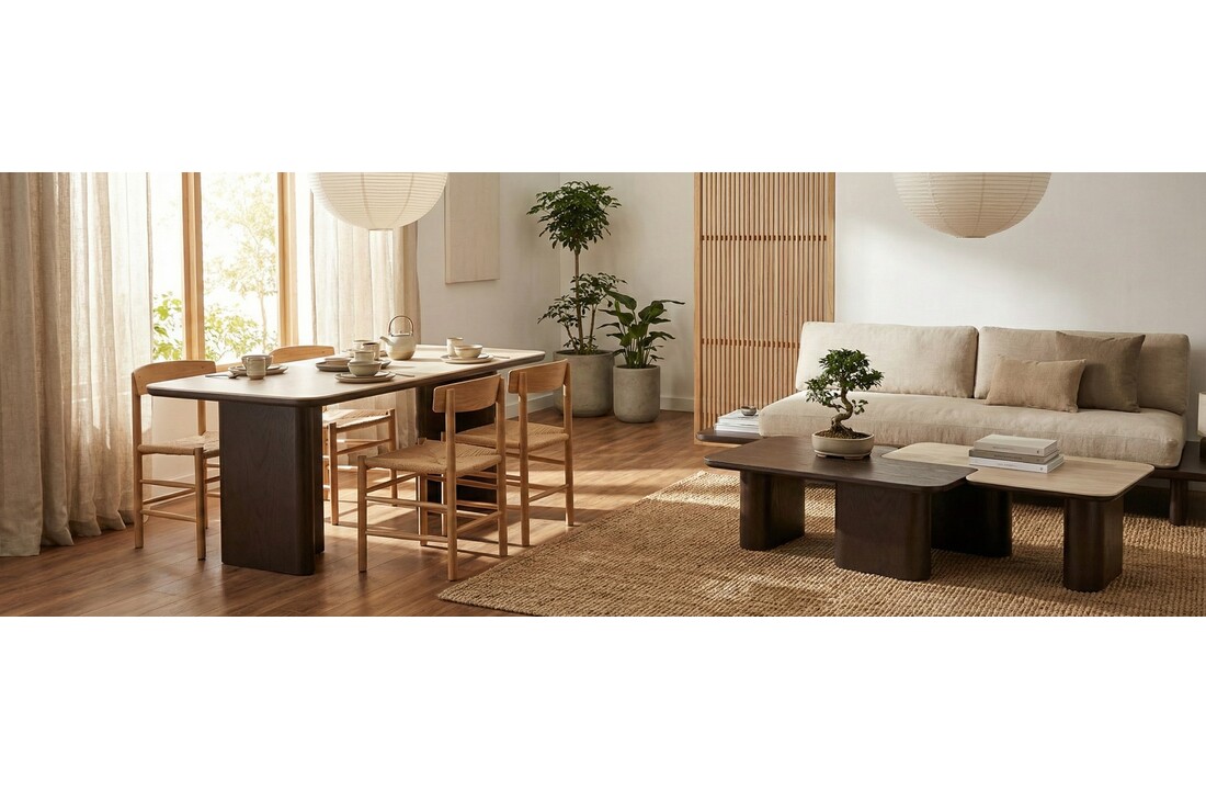 Eettafel Vento - Bruin Eiken - Keramiek (travertin look) - Rechthoekig