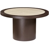Eettafel Vento - Bruin Eiken - Keramiek (travertin look) - Rond - Ø 130 x H76 cm