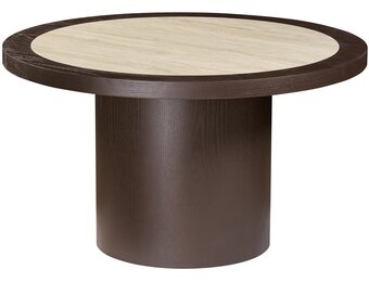 Eettafel Vento - Bruin Eiken - Keramiek (travertin look) - Rond