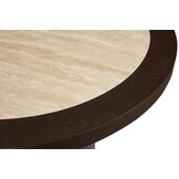 Salontafel Vento - Bruin Eiken - Keramiek (travertin look) - Rond - Ø 100 x H38 cm