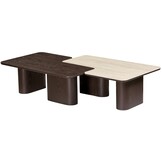 Salontafel Vento - Bruin Eiken - Keramiek (travertin look) - set van 2