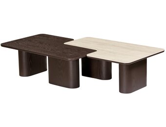 Salontafel Vento - Bruin Eiken - Keramiek (travertin look) - set van 2