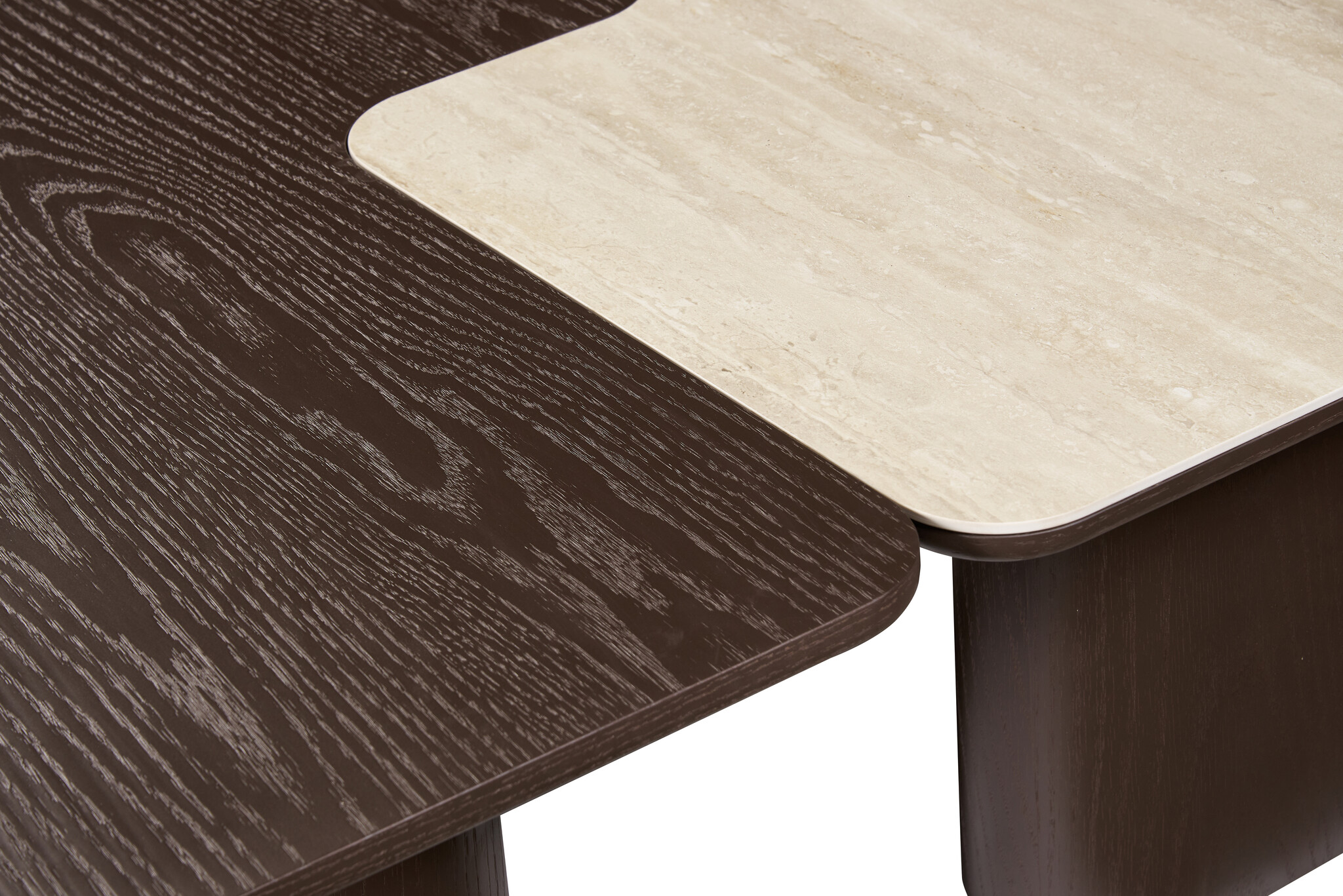 Salontafel Vento - Bruin Eiken - Keramiek (travertin look) - set van 2