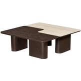 Salontafel Vento - Bruin Eiken - Keramiek (travertin look) - set van 2