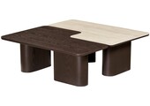 Salontafel Vento - Bruin Eiken - Keramiek (travertin look) - set van 2