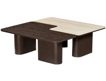 Salontafel Vento - Bruin Eiken - Keramiek (travertin look) - set van 2