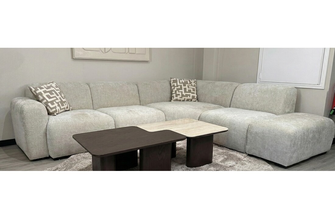 Salontafel Vento - Bruin Eiken - Keramiek (travertin look) - set van 2