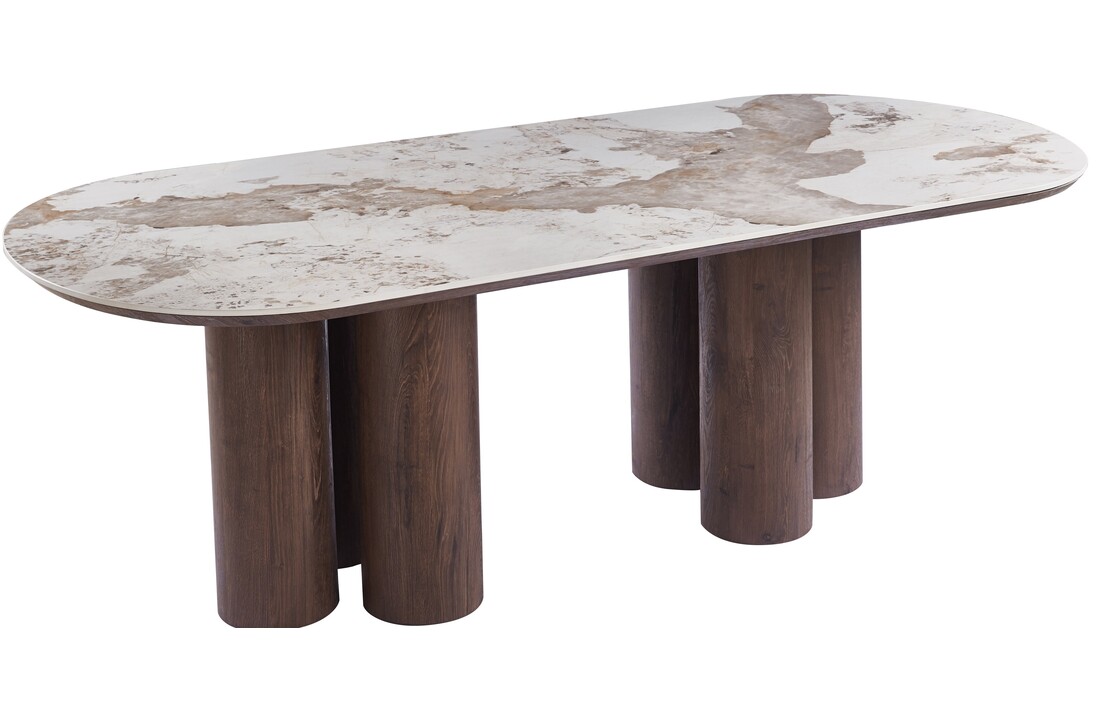 Eettafel Palermo - Bruin - Keramiek - (Marmerlook)