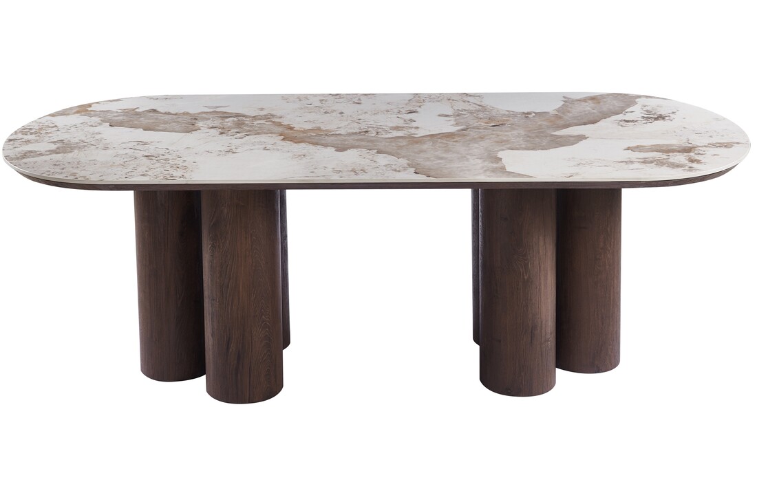 Eettafel Palermo - Bruin - Keramiek - (Marmerlook)