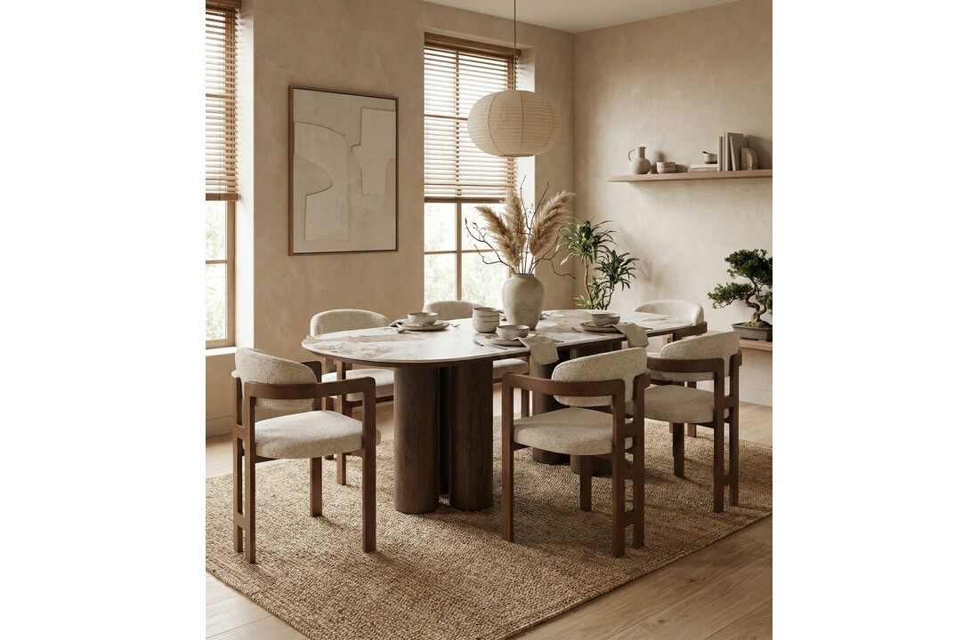 Eettafel Palermo - Bruin - Keramiek - (Marmerlook)