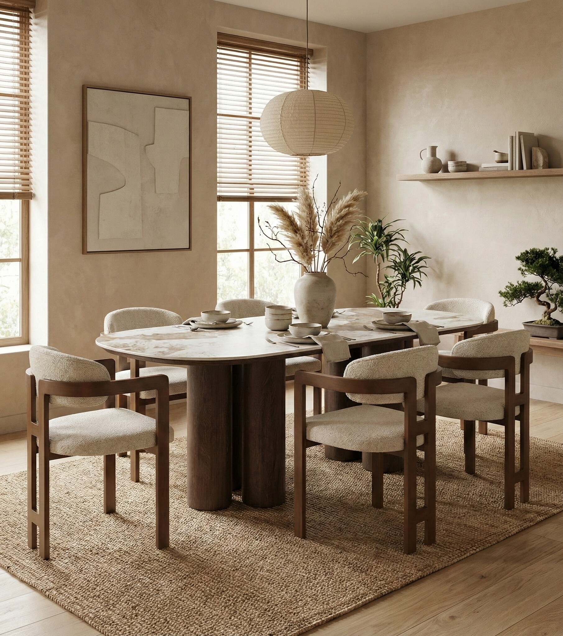 Eettafel Palermo - Bruin - Keramiek - (Marmerlook)