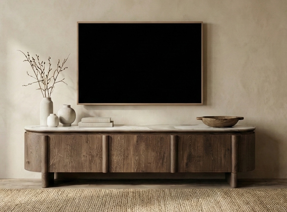 Tv-meubel Palermo - Bruin - Keramiek - (Marmerlook)