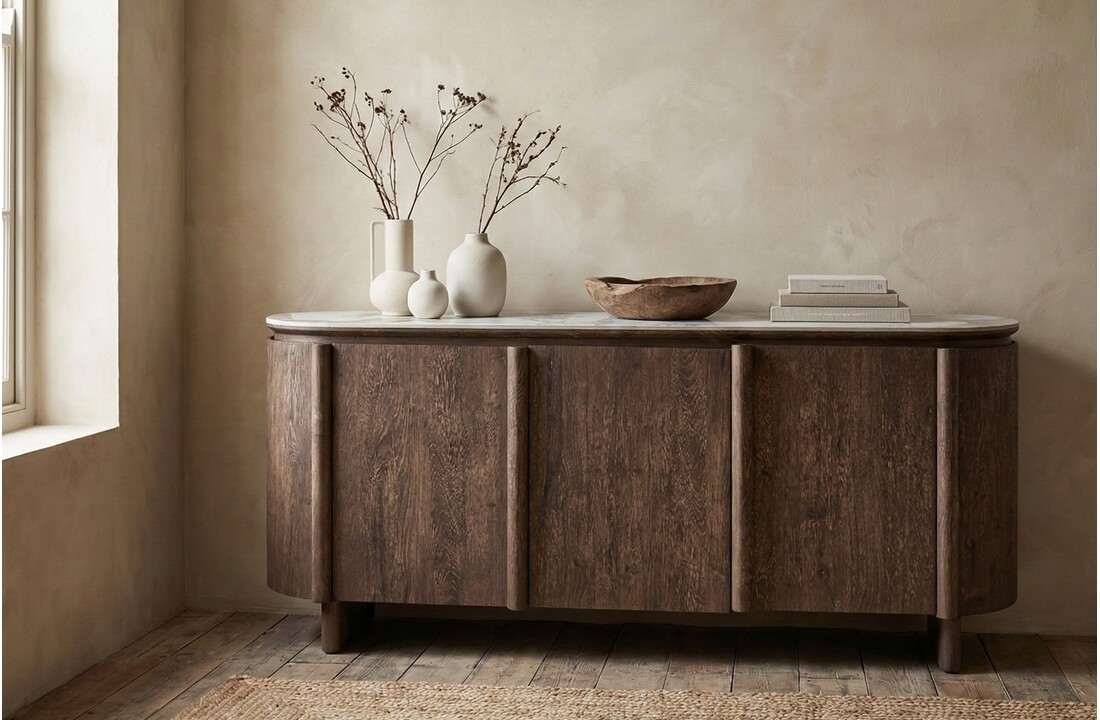 Dressoir Palermo - Bruin - Keramiek - (Marmerlook)