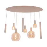 Hanglamp Aura  - Beige - 8 lichts - Ovaal - Amber glas