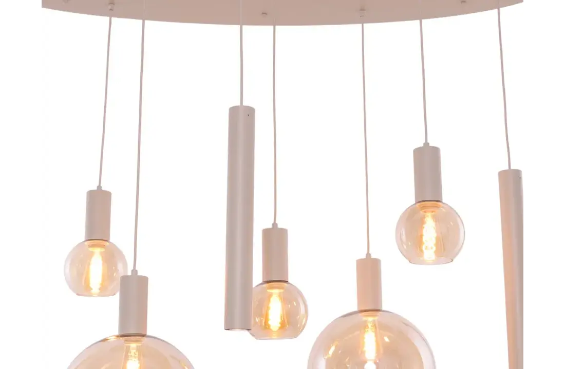 Hanglamp Aura  - Beige - 8 lichts - Ovaal - Amber glas