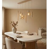 Hanglamp Aura  - Beige - 6 lichts - Rechthoekig - Amber glas
