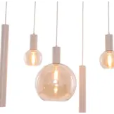 Hanglamp Aura  - Beige - 6 lichts - Rechthoekig - Amber glas