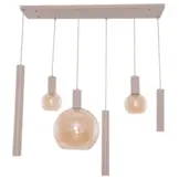 Hanglamp Aura  - Beige - 6 lichts - Rechthoekig - Amber glas