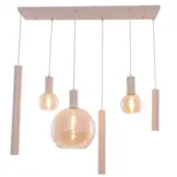 Hanglamp Aura  - Beige - 6 lichts - Rechthoekig - Amber glas