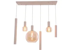 Hanglamp Aura  - Beige - 6 lichts - Rechthoekig