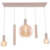 Hanglamp Aura  - Beige - 5 lichts - Rechthoekig - Amber glas