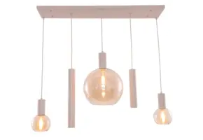 Hanglamp Aura  - Beige - 5 lichts - Rechthoekig